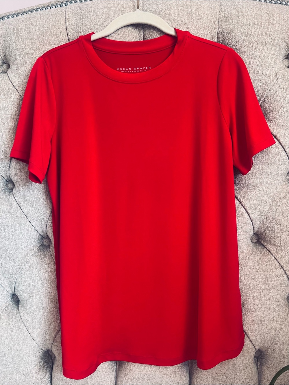 ♦️ B2G1 Susan graver red crew neck short sleeve t shirt small S